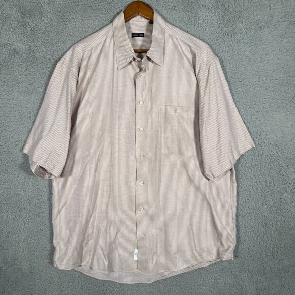 Gitman Bros Large Short Sleeve Button Shirt Plaid Cotton Pocket Mens USA - Picture 1 of 9